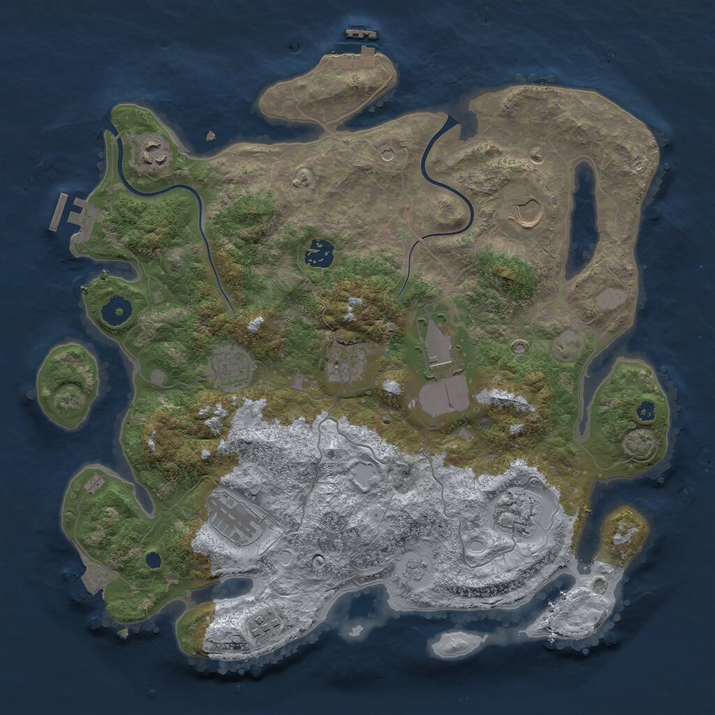 Rust Map: Procedural Map, Size: 3700, Seed: 569755286, 15 Monuments