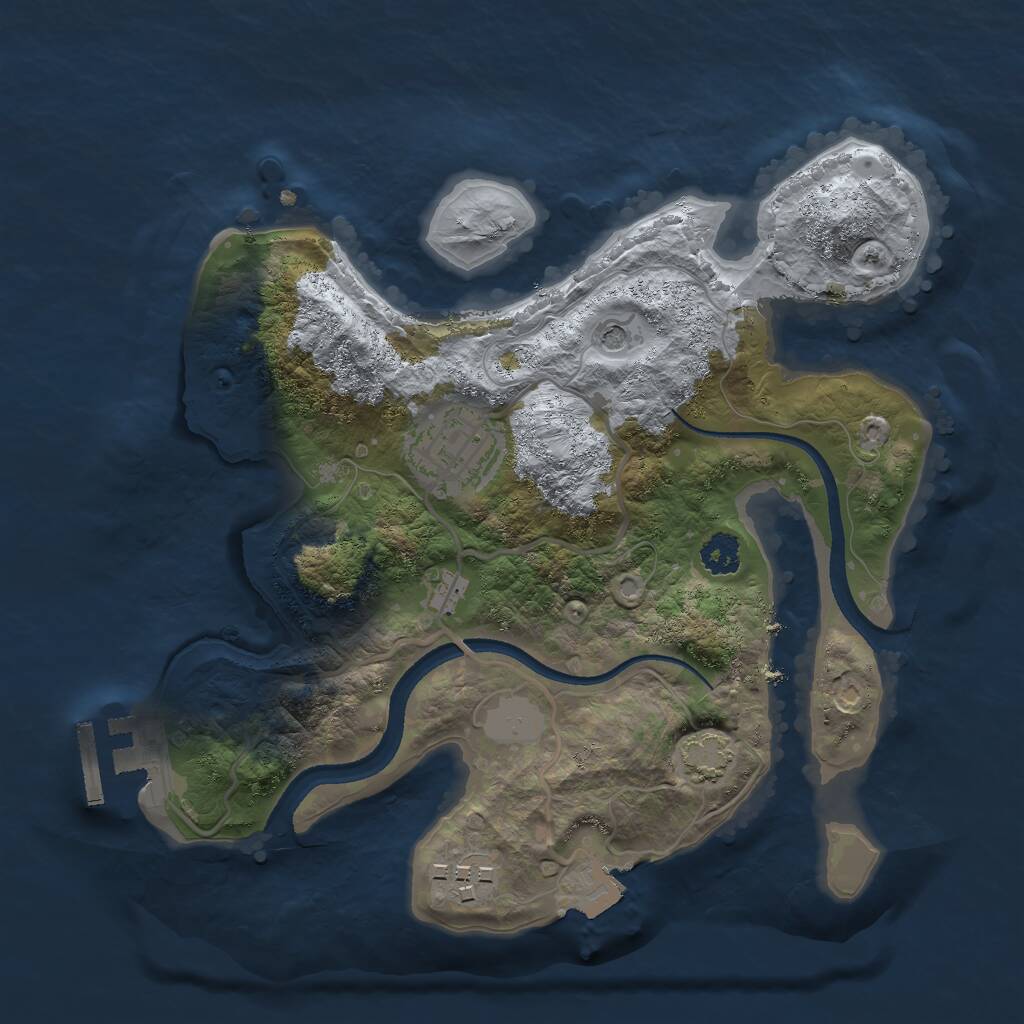 Rust Map: Procedural Map, Size: 2500, Seed: 123322, 6 Monuments
