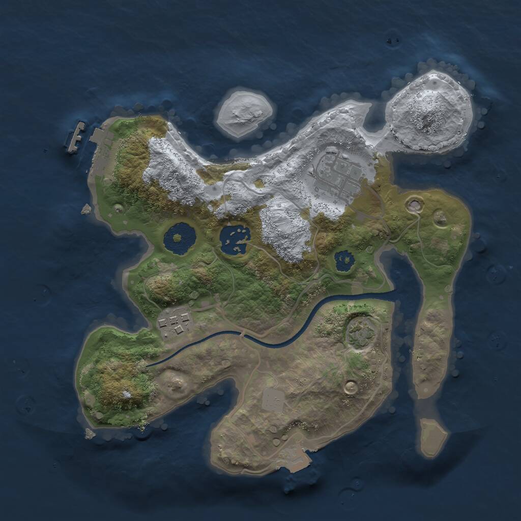 Rust Map: Procedural Map, Size: 2500, Seed: 123322, 6 Monuments