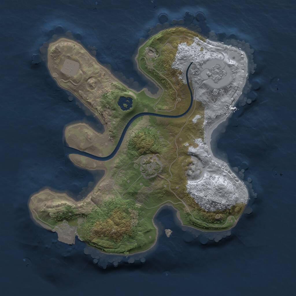 Rust Map: Procedural Map, Size: 2000, Seed: 12322, 3 Monuments