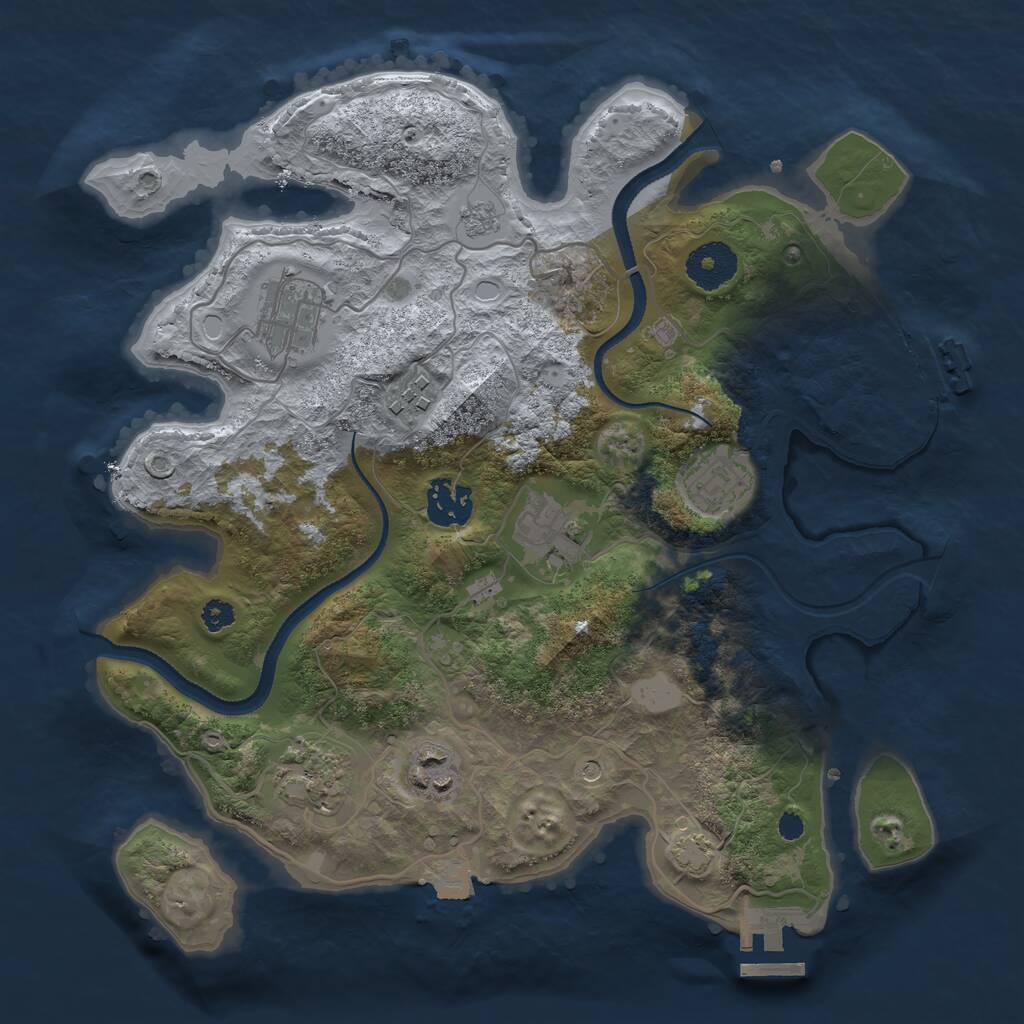 Rust Map: Procedural Map, Size: 3200, Seed: 7777, 13 Monuments