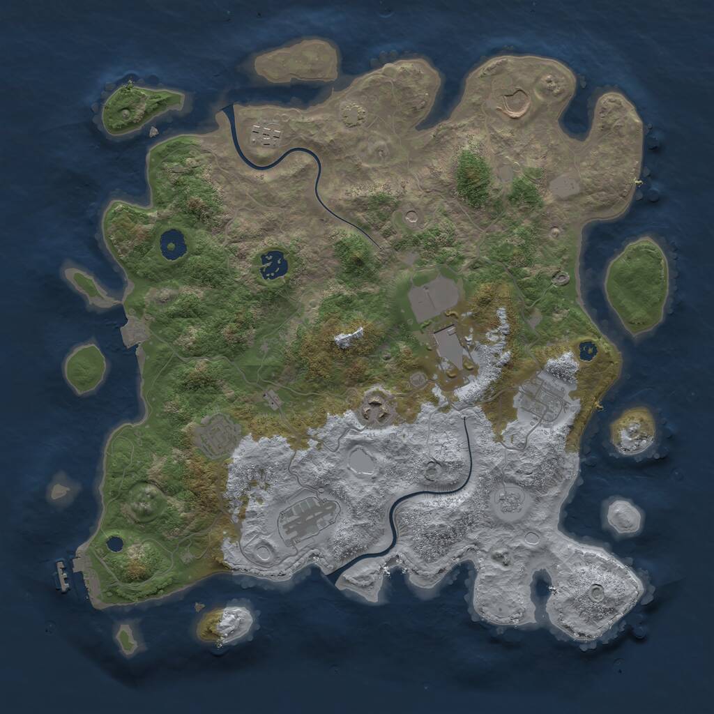 Rust Map: Procedural Map, Size: 3750, Seed: 1349758745, 13 Monuments