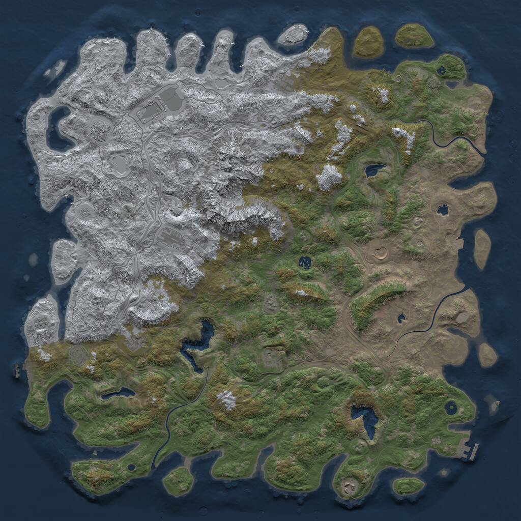 Rust Map: Procedural Map, Size: 6000, Seed: 161381545, 17 Monuments