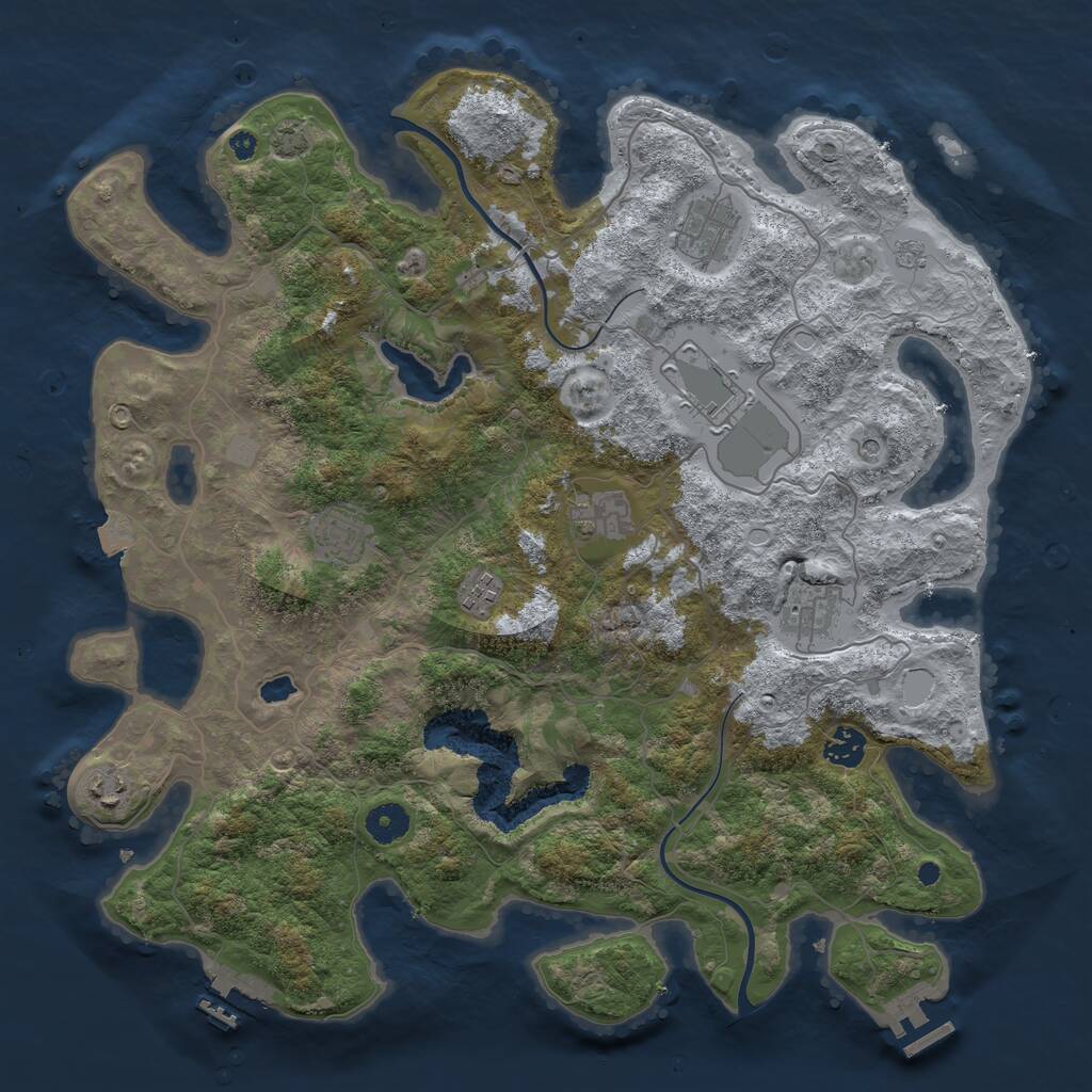 Rust Map: Procedural Map, Size: 4000, Seed: 33211, 14 Monuments