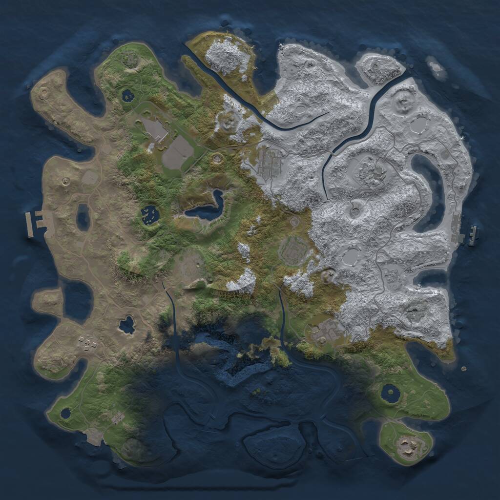 Rust Map: Procedural Map, Size: 4000, Seed: 33211, 15 Monuments
