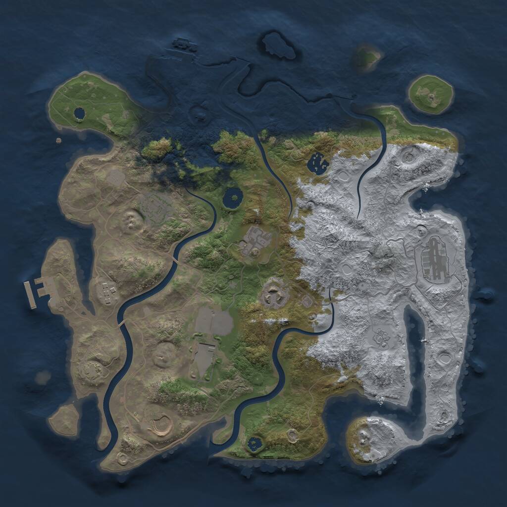 Rust Map: Procedural Map, Size: 3650, Seed: 13378521, 14 Monuments