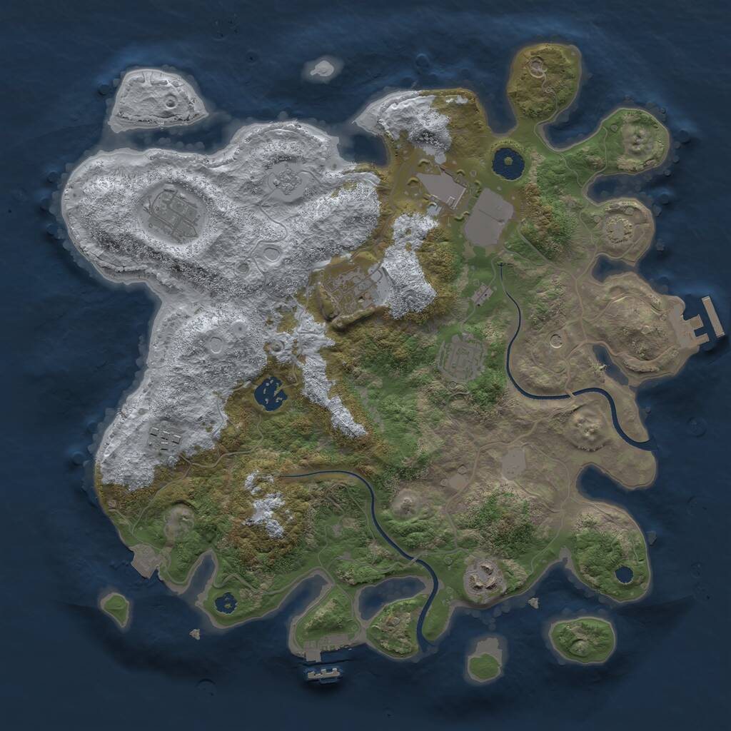 Rust Map: Procedural Map, Size: 3500, Seed: 302812695, 13 Monuments
