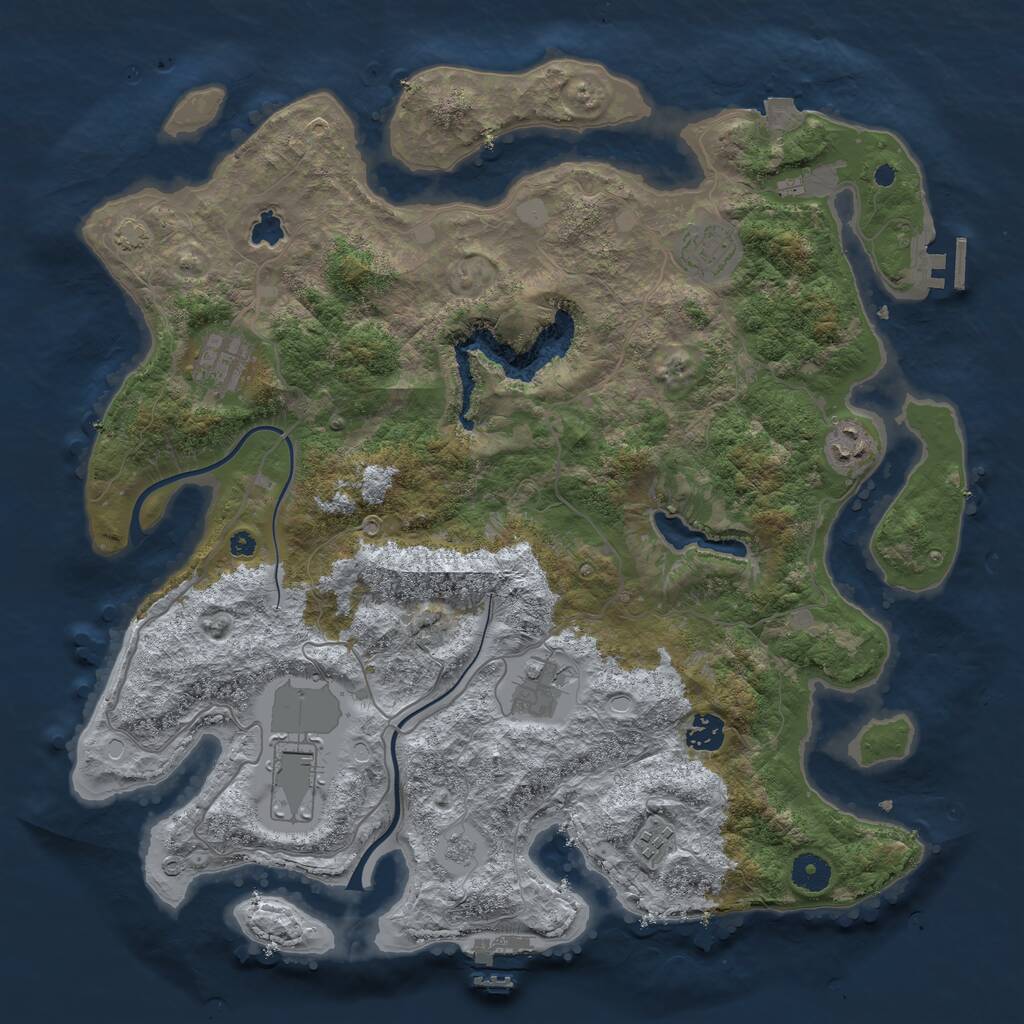 Rust Map: Procedural Map, Size: 4000, Seed: 1401182036, 12 Monuments
