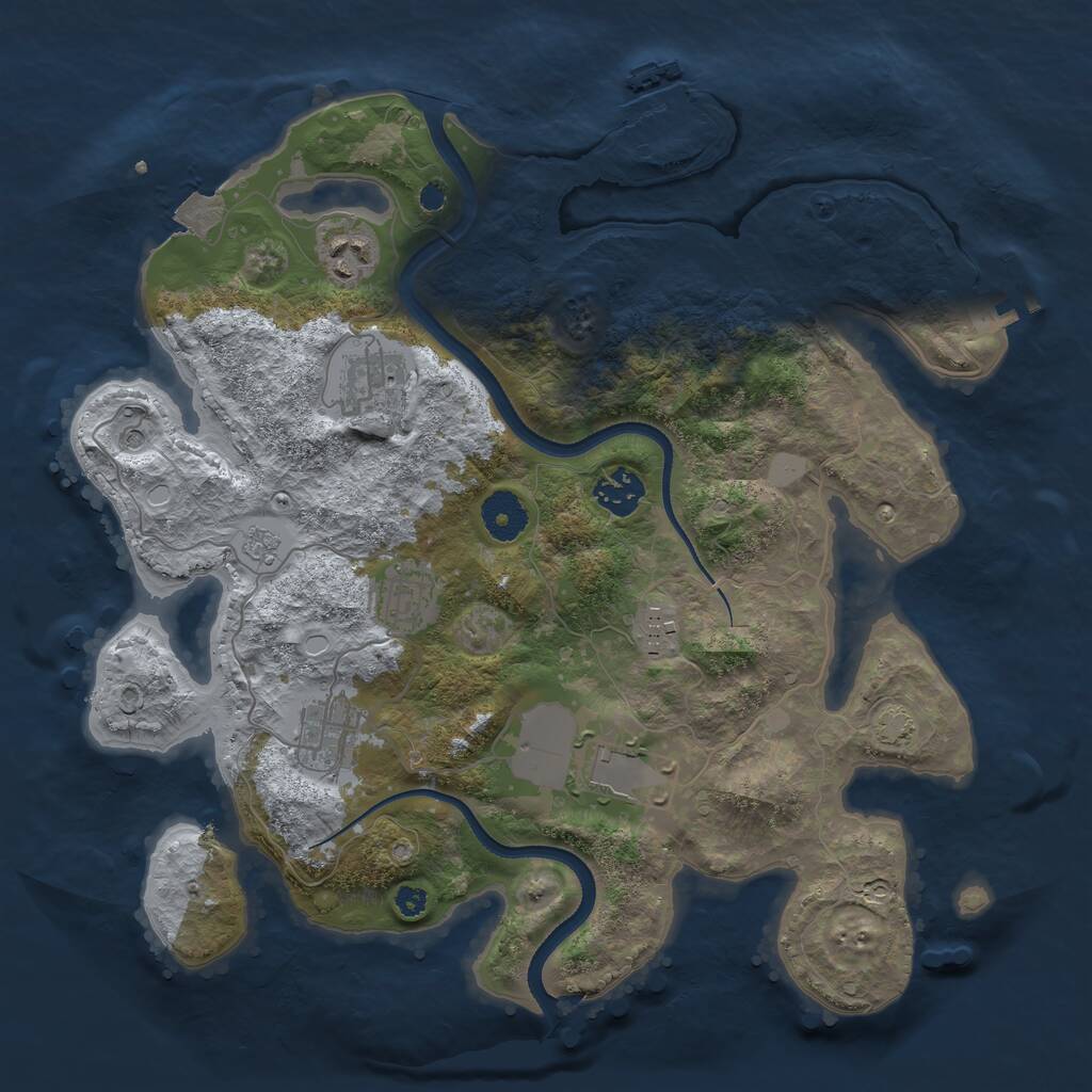 Rust Map: Procedural Map, Size: 3500, Seed: 2072125688, 13 Monuments
