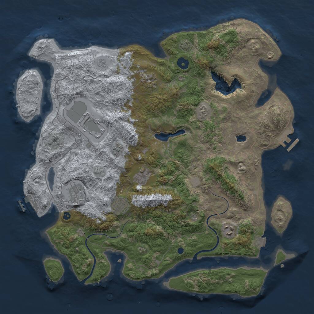 Rust Map: Procedural Map, Size: 4000, Seed: 1493849244, 13 Monuments