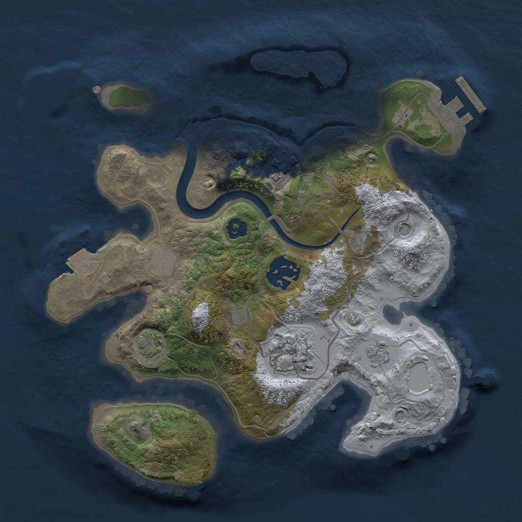 Rust Map: Procedural Map, Size: 2500, Seed: 27232, 8 Monuments