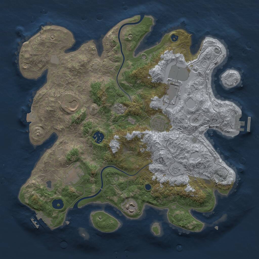 Rust Map: Procedural Map, Size: 3500, Seed: 1920589085, 13 Monuments