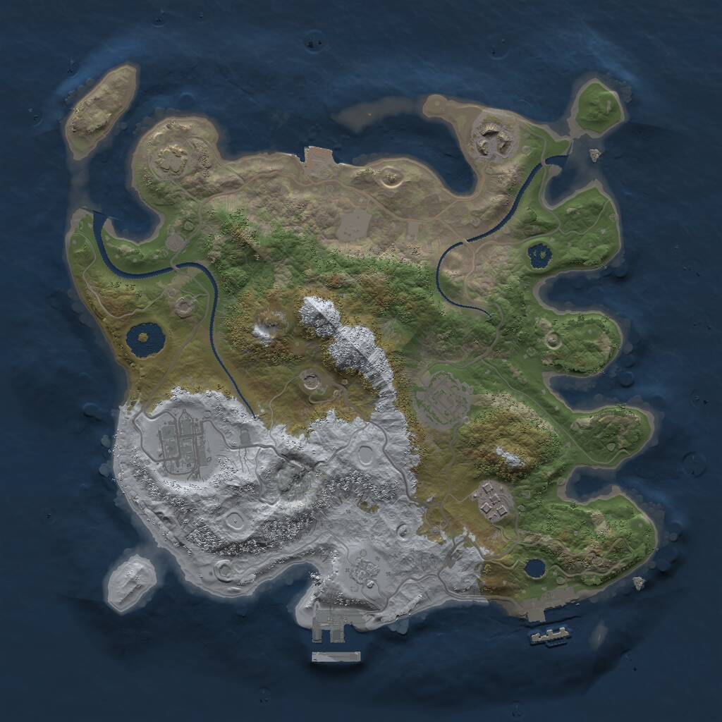 Rust Map: Procedural Map, Size: 3000, Seed: 1063691345, 10 Monuments