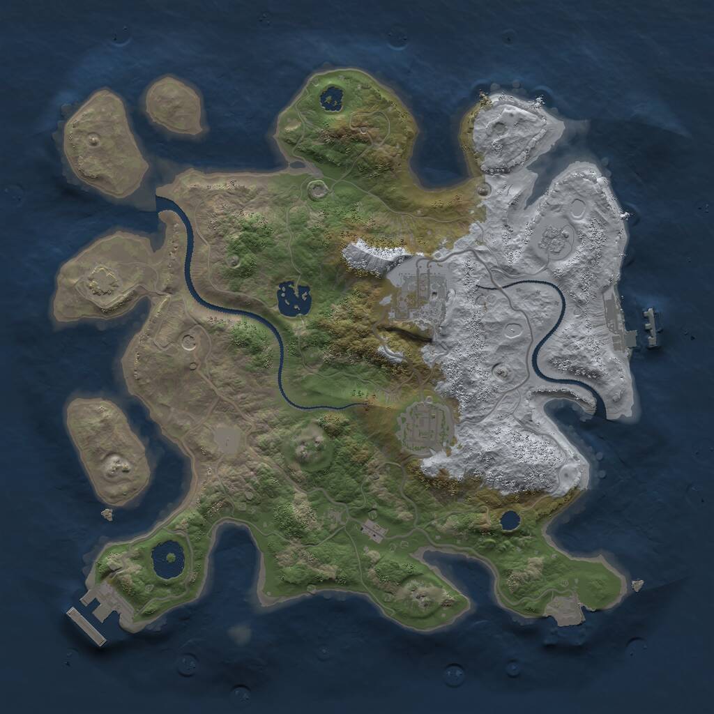Rust Map: Procedural Map, Size: 3000, Seed: 1289464600, 9 Monuments