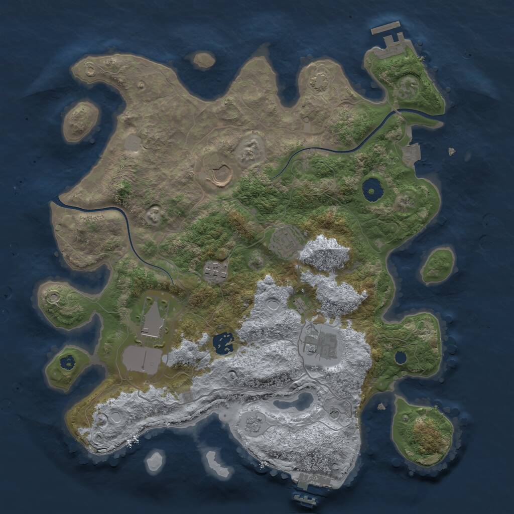 Rust Map: Procedural Map, Size: 3500, Seed: 911911, 12 Monuments