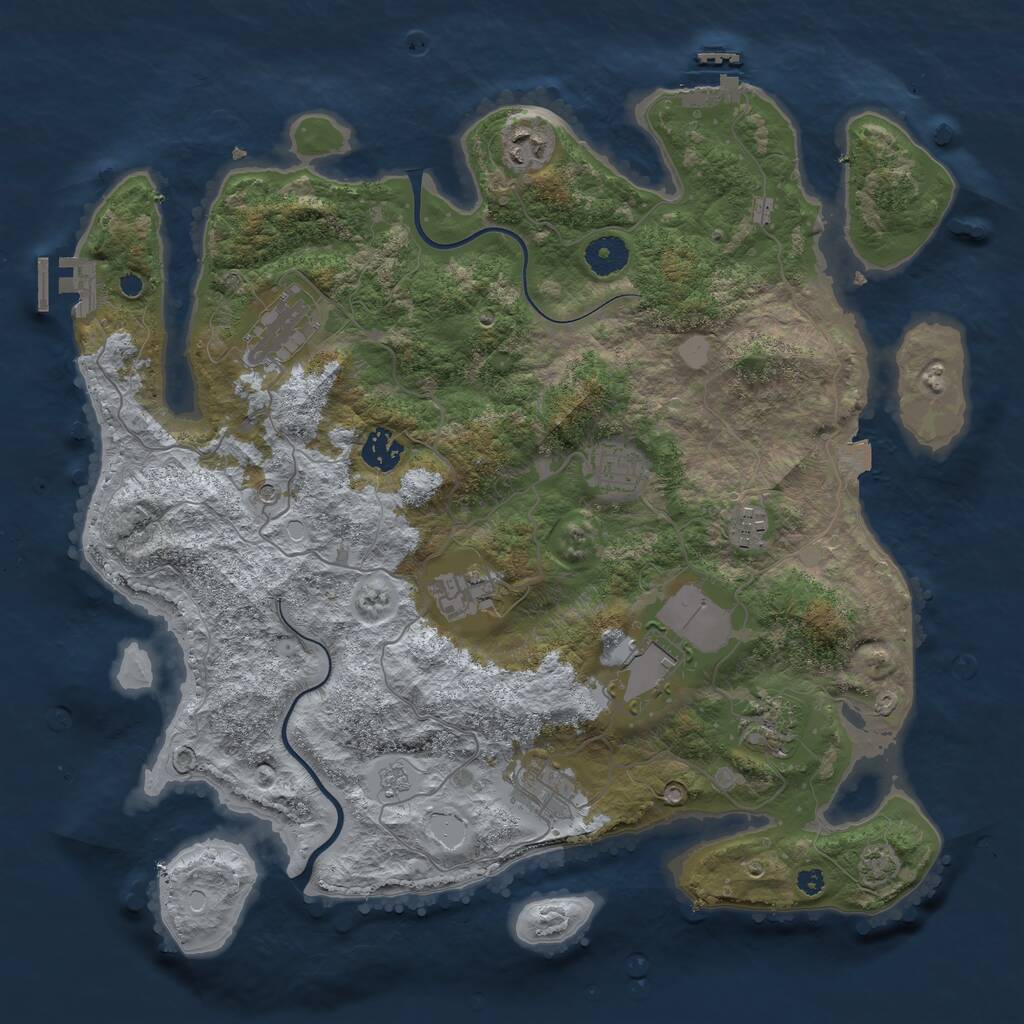 Rust Map: Procedural Map, Size: 3800, Seed: 124519321, 15 Monuments