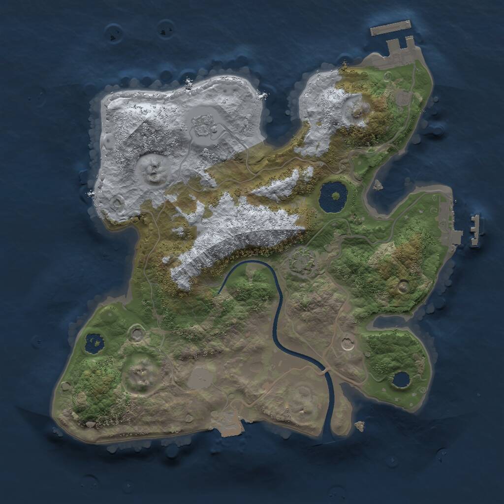 Rust Map: Procedural Map, Size: 2500, Seed: 2623457, 6 Monuments