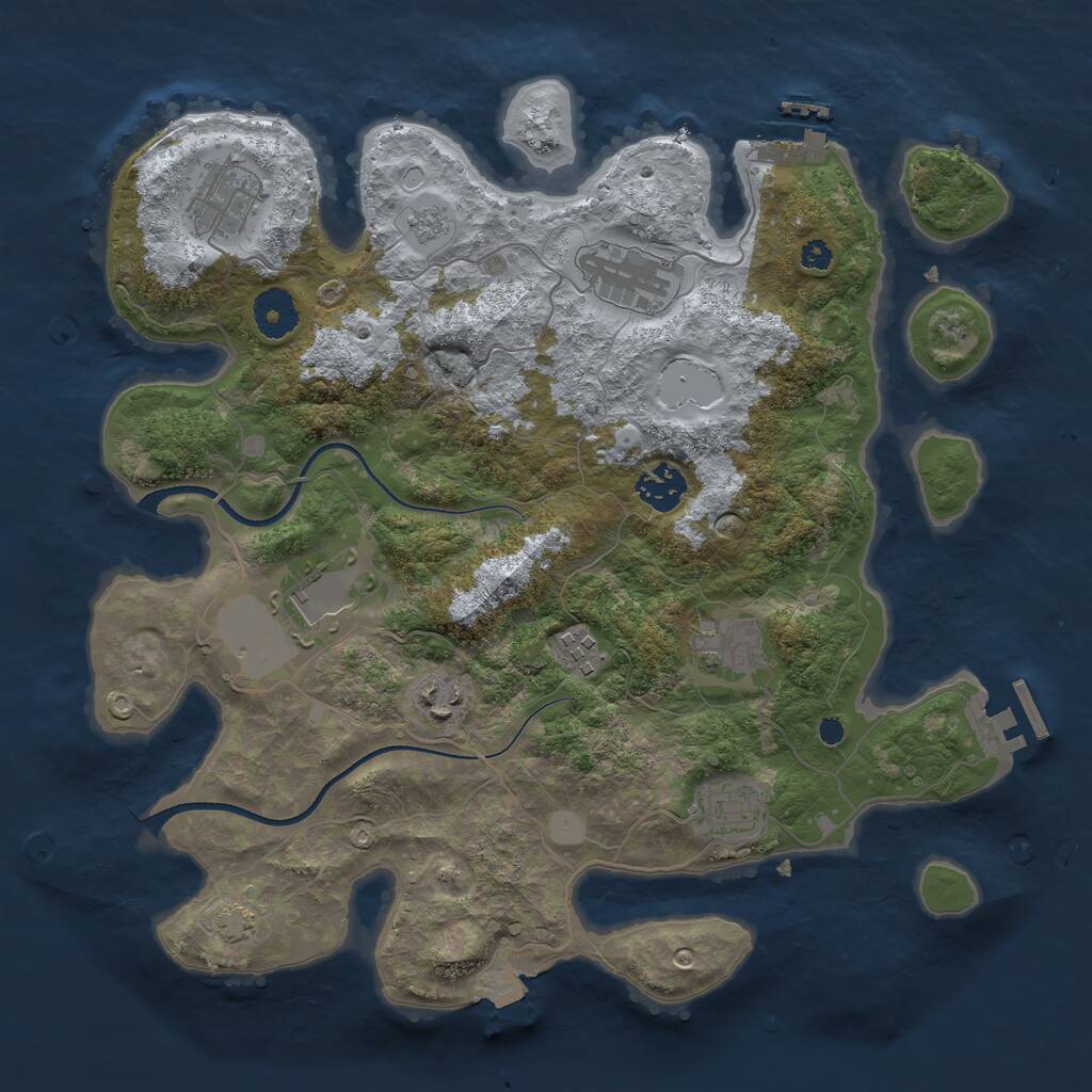 Rust Map: Procedural Map, Size: 3500, Seed: 8760099, 13 Monuments