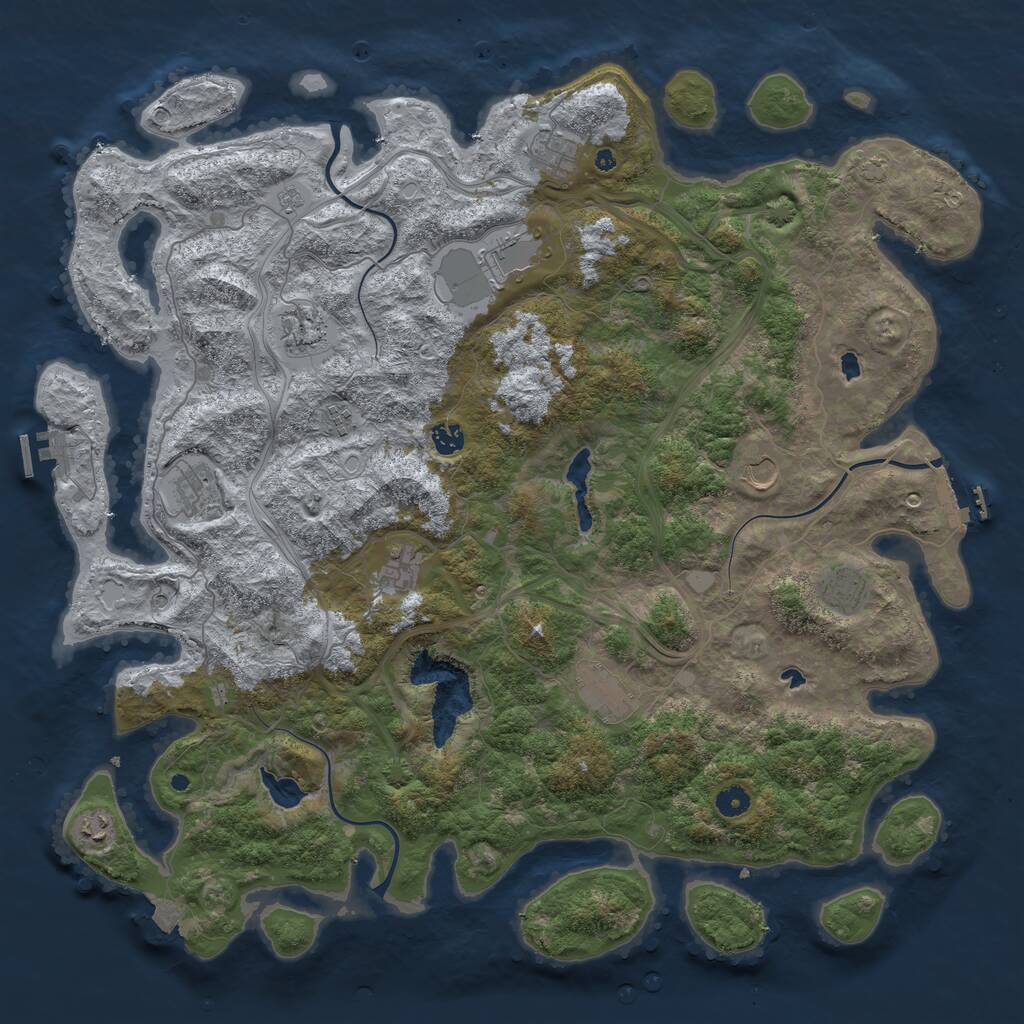 Rust Map: Procedural Map, Size: 4800, Seed: 2042982833, 17 Monuments