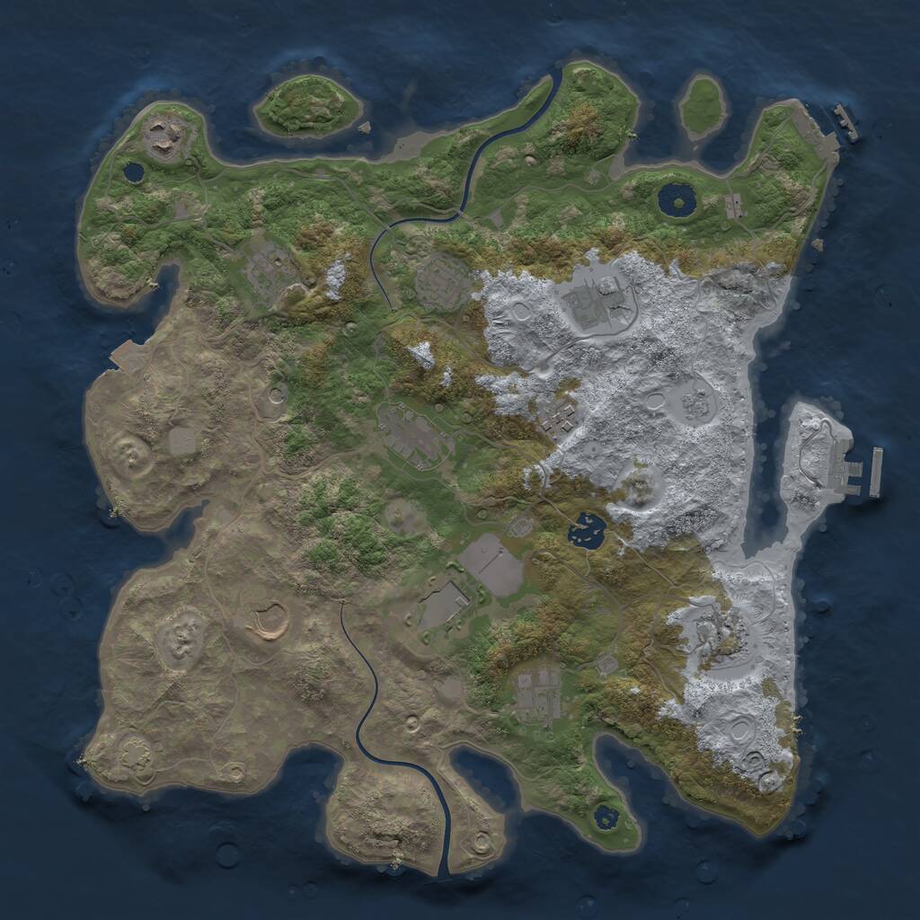 Rust Map: Procedural Map, Size: 3750, Seed: 750164508, 17 Monuments