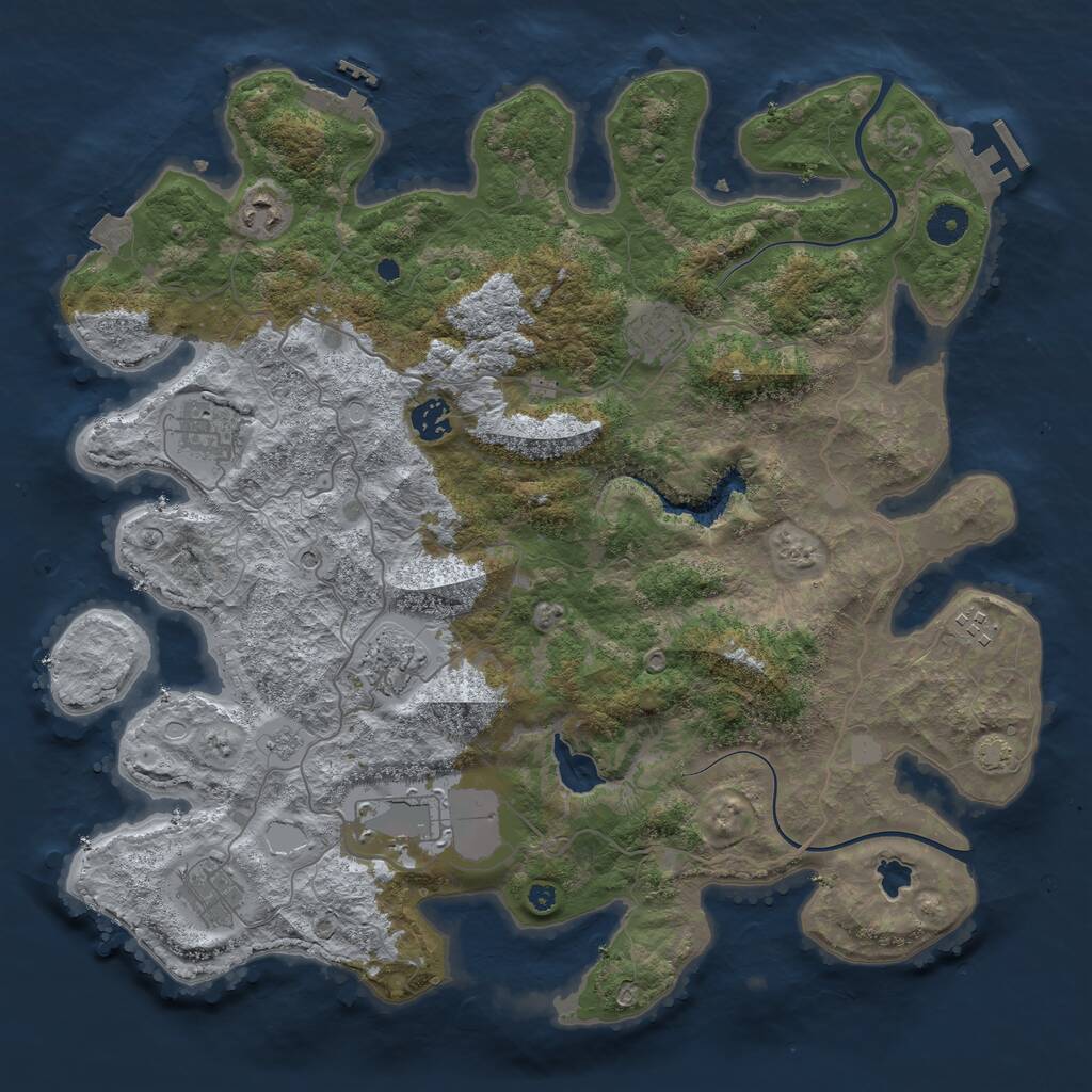 Rust Map: Procedural Map, Size: 4000, Seed: 8889854, 14 Monuments