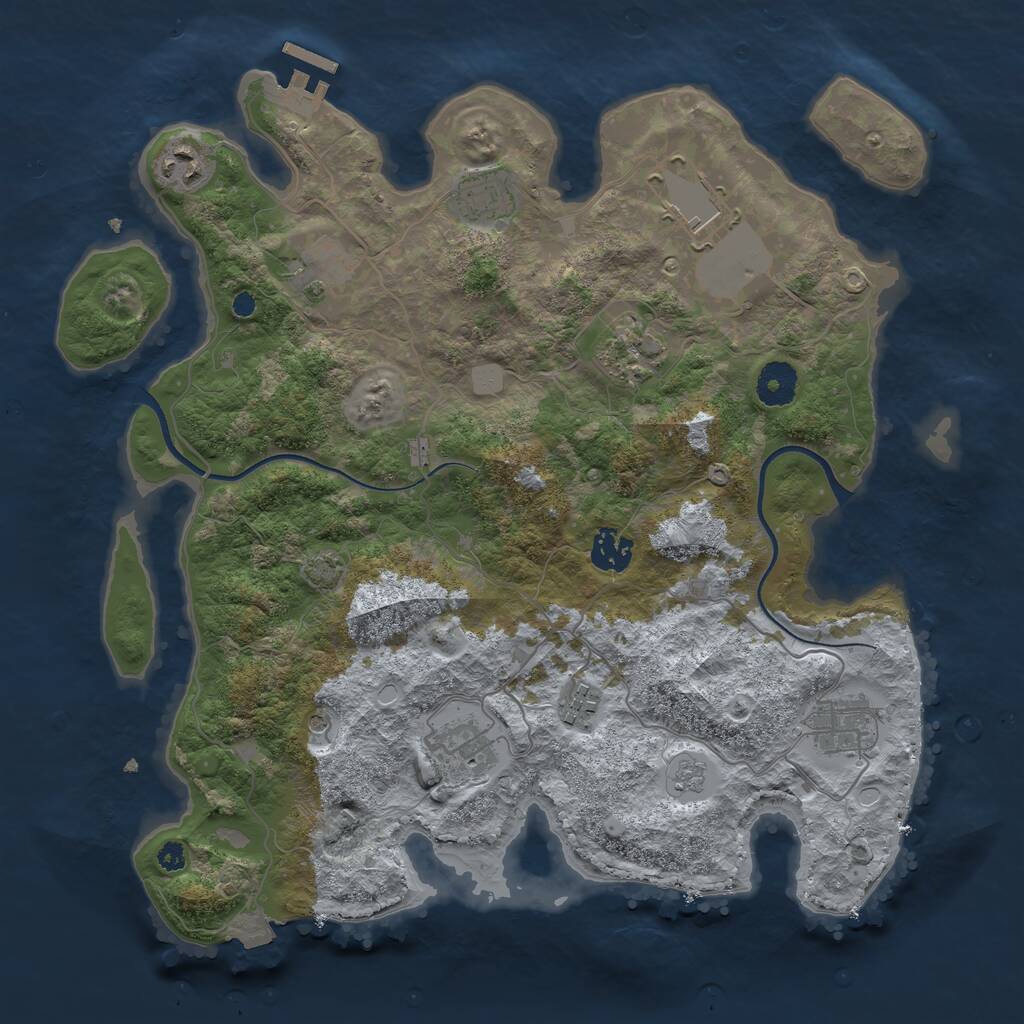 Rust Map: Procedural Map, Size: 3600, Seed: 1108, 14 Monuments