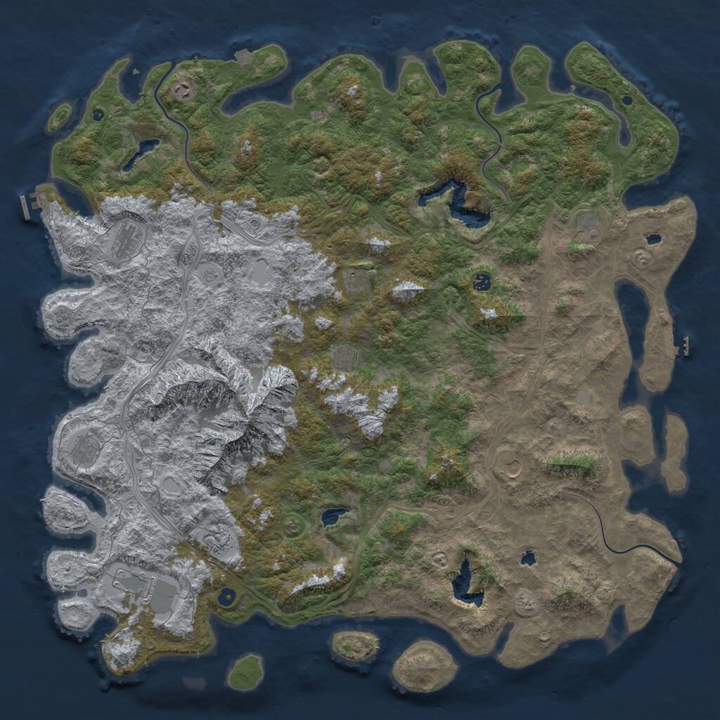 Rust Map: Procedural Map, Size: 6000, Seed: 633, 17 Monuments