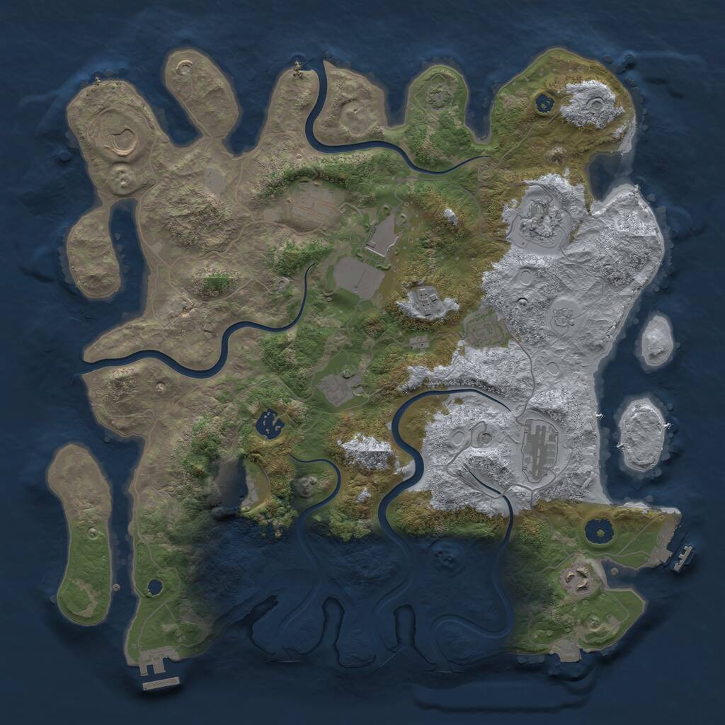 Rust Map: Procedural Map, Size: 3985, Seed: 1029876, 17 Monuments