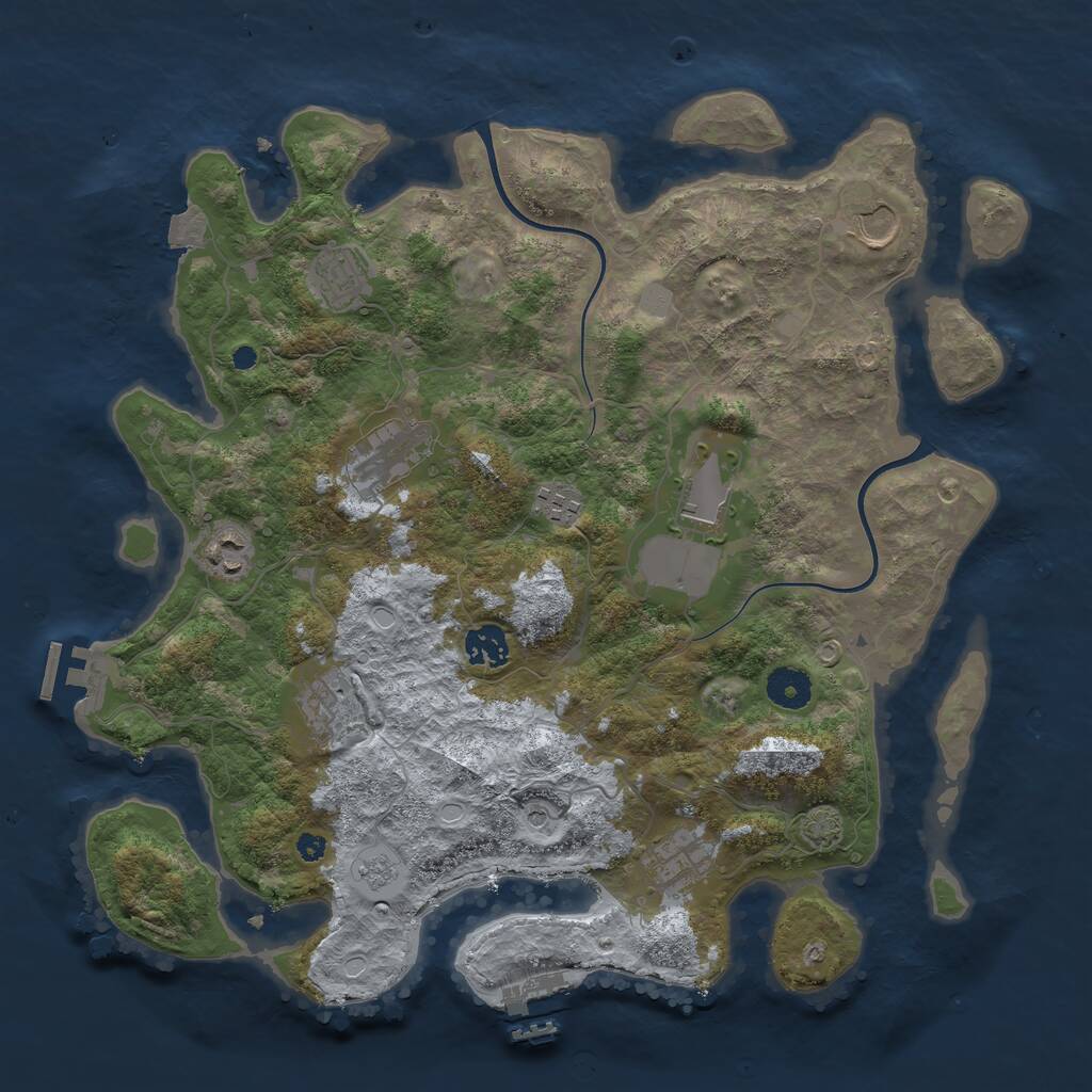 Rust Map: Procedural Map, Size: 3750, Seed: 2145419427, 15 Monuments