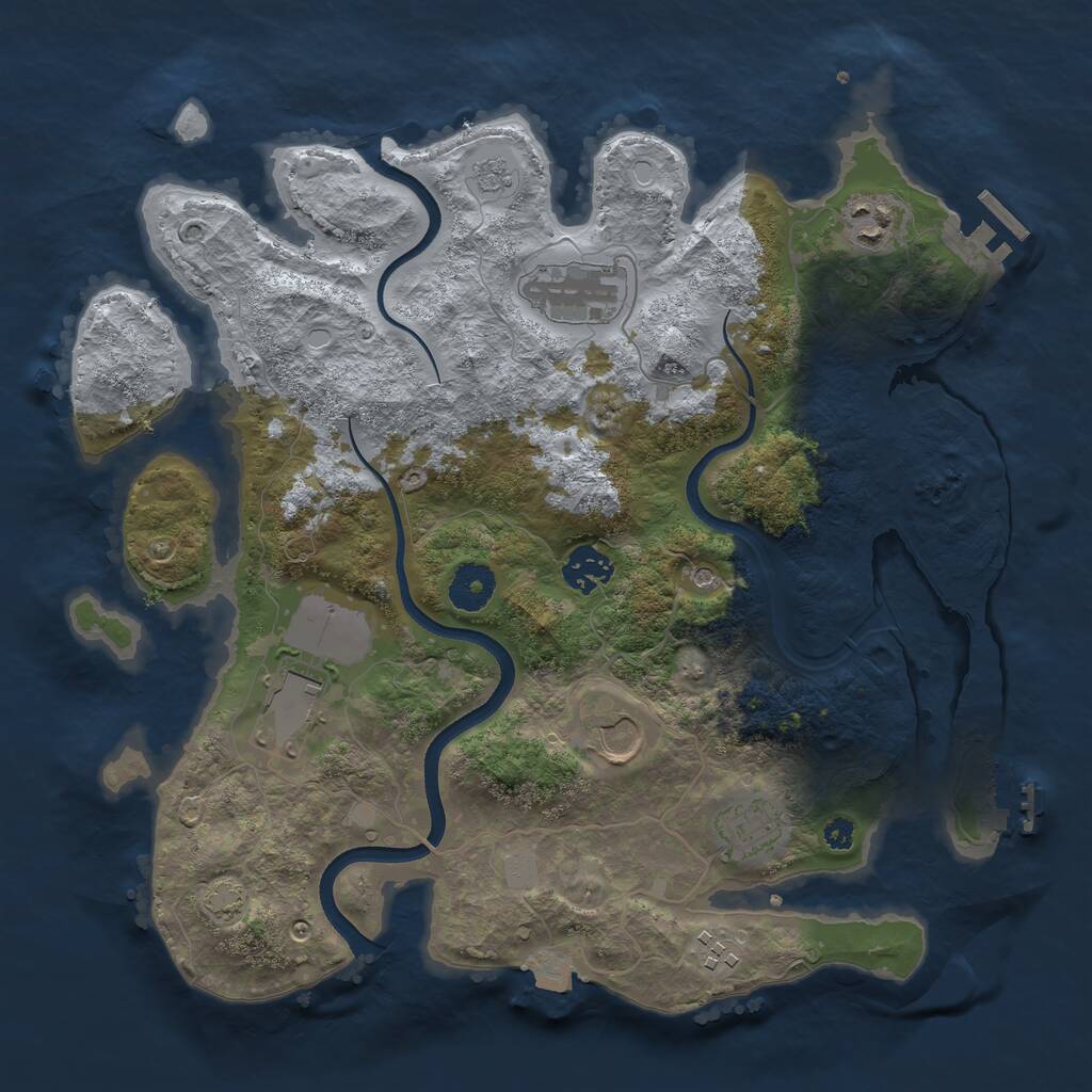 Rust Map: Procedural Map, Size: 3500, Seed: 810135698, 13 Monuments