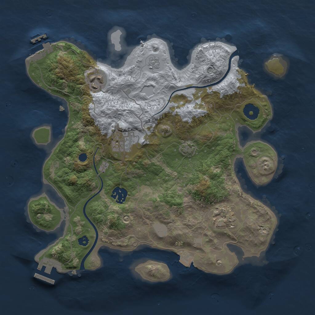 Rust Map: Procedural Map, Size: 3000, Seed: 738050774, 9 Monuments