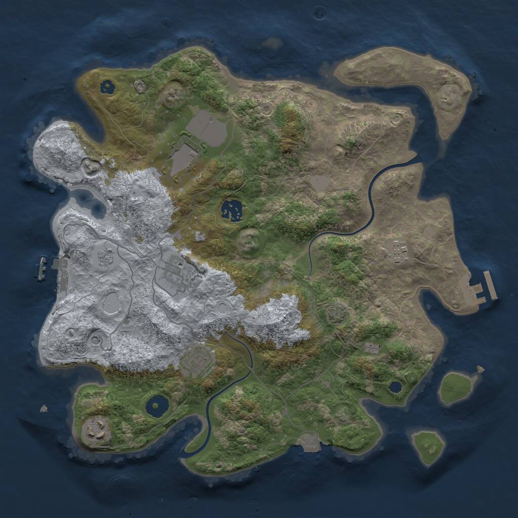 Rust Map: Procedural Map, Size: 3500, Seed: 2007906770, 12 Monuments