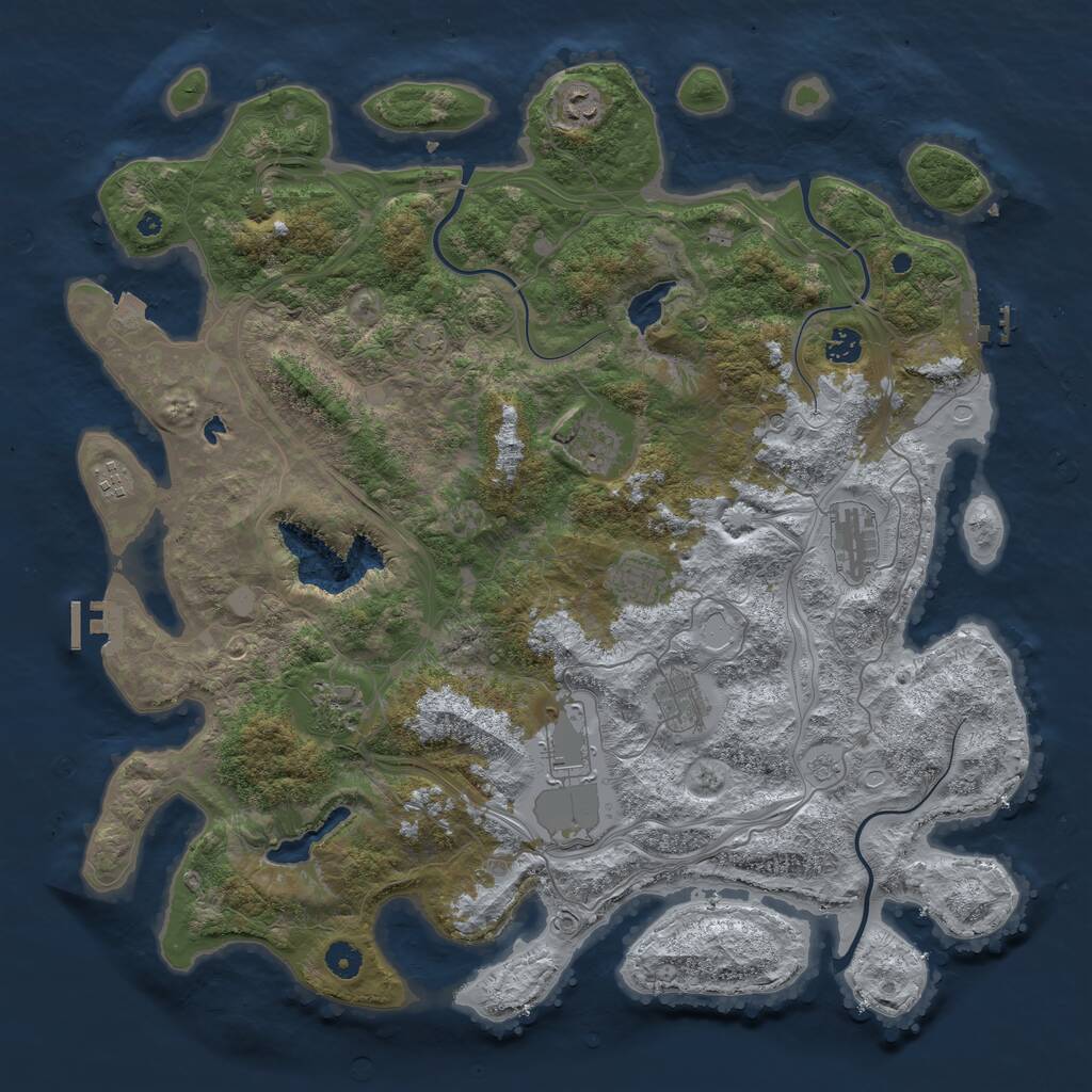 Rust Map: Procedural Map, Size: 4500, Seed: 1193581115, 15 Monuments