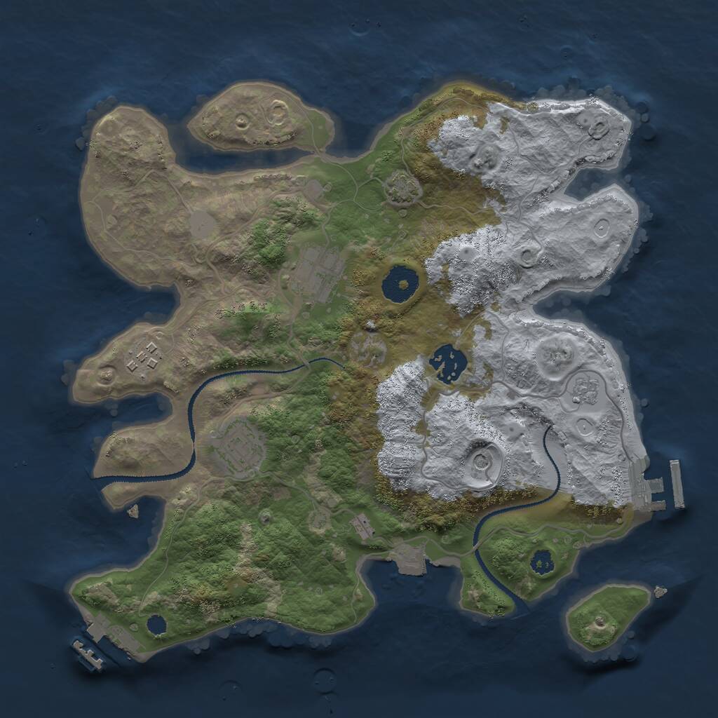 Rust Map: Procedural Map, Size: 3000, Seed: 9169, 10 Monuments