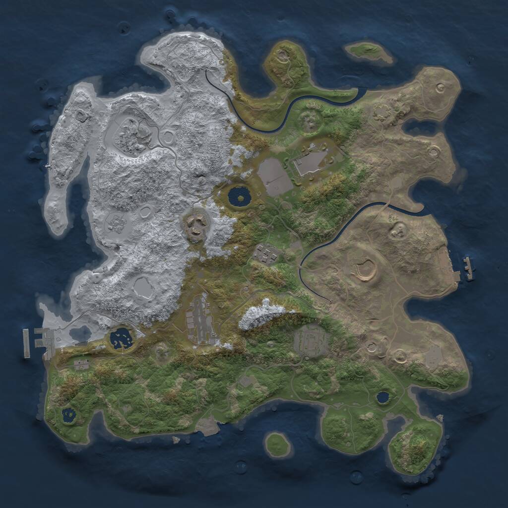 Rust Map: Procedural Map, Size: 3500, Seed: 1212429527, 14 Monuments