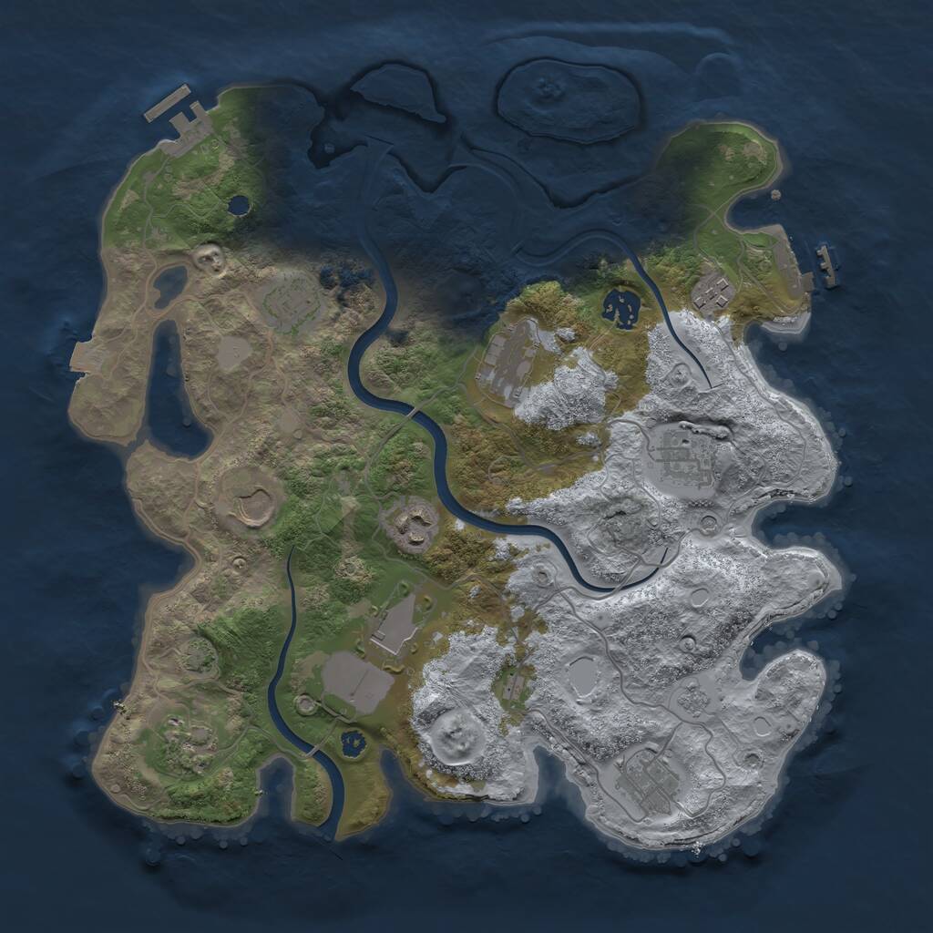 Rust Map: Procedural Map, Size: 3600, Seed: 2020, 16 Monuments