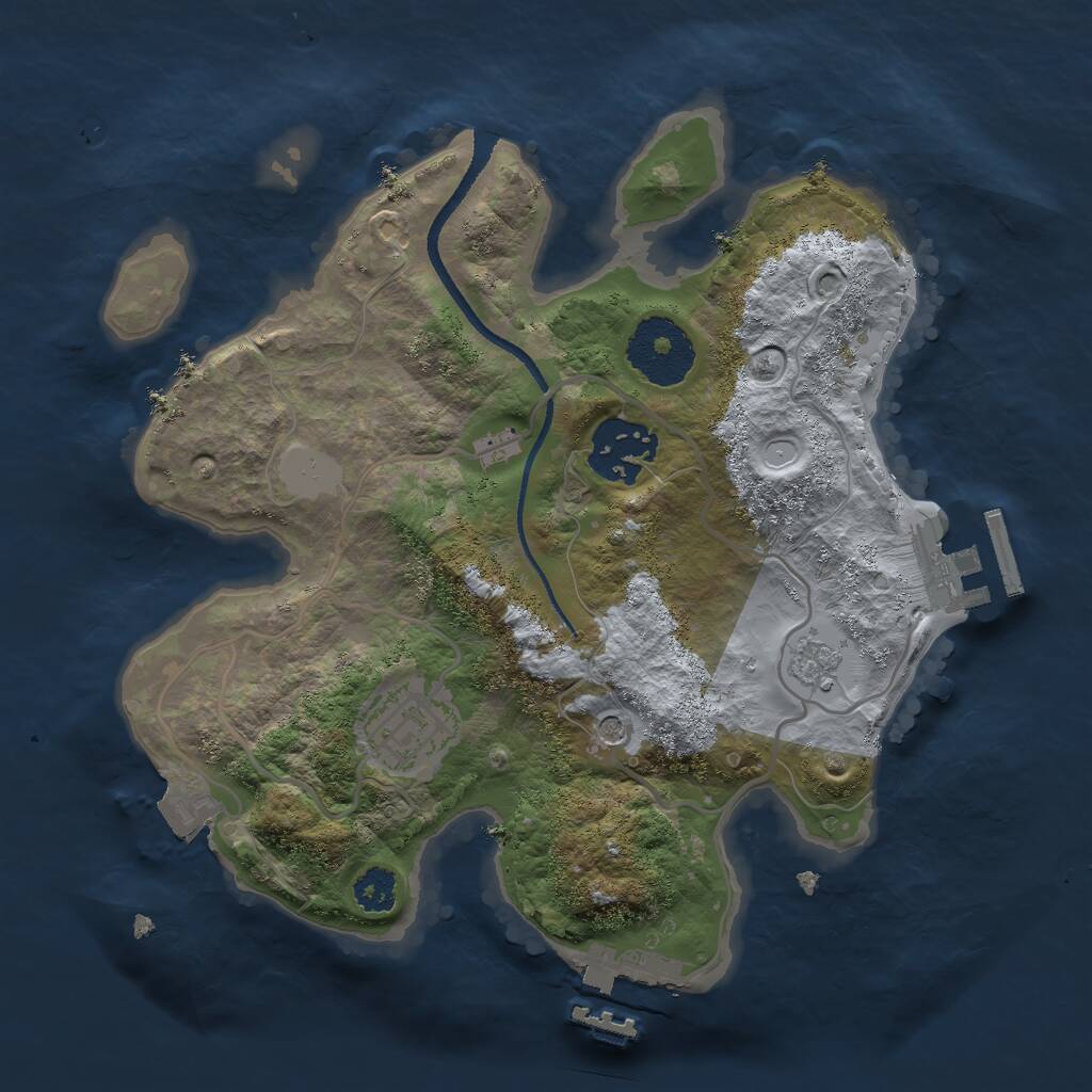 Rust Map: Procedural Map, Size: 2500, Seed: 1400918805, 7 Monuments