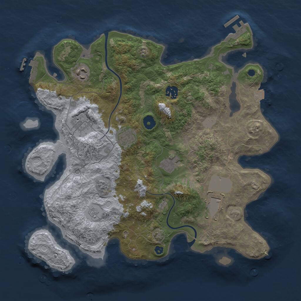 Rust Map: Procedural Map, Size: 3500, Seed: 712357, 12 Monuments