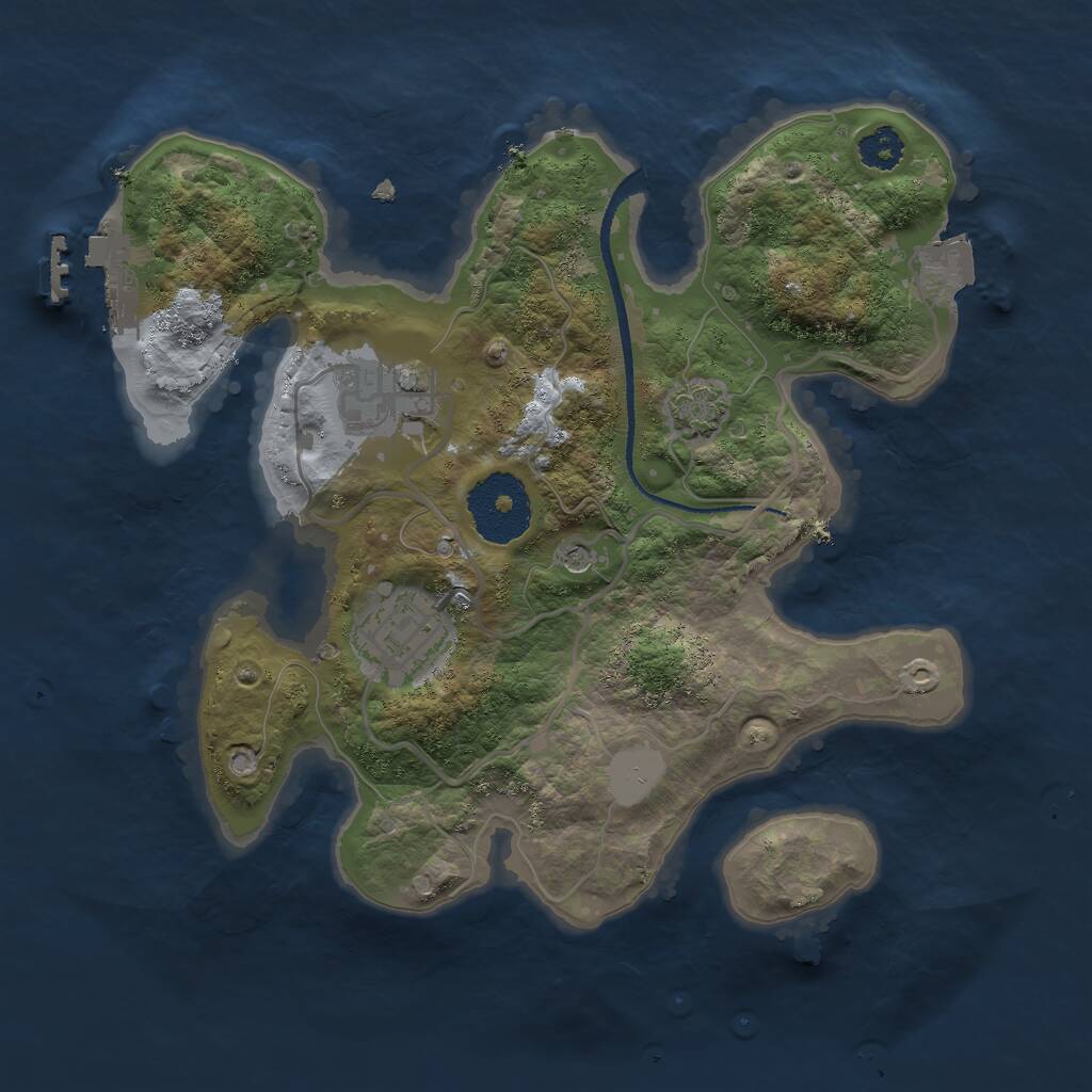 Rust Map: Procedural Map, Size: 2500, Seed: 418375636, 6 Monuments