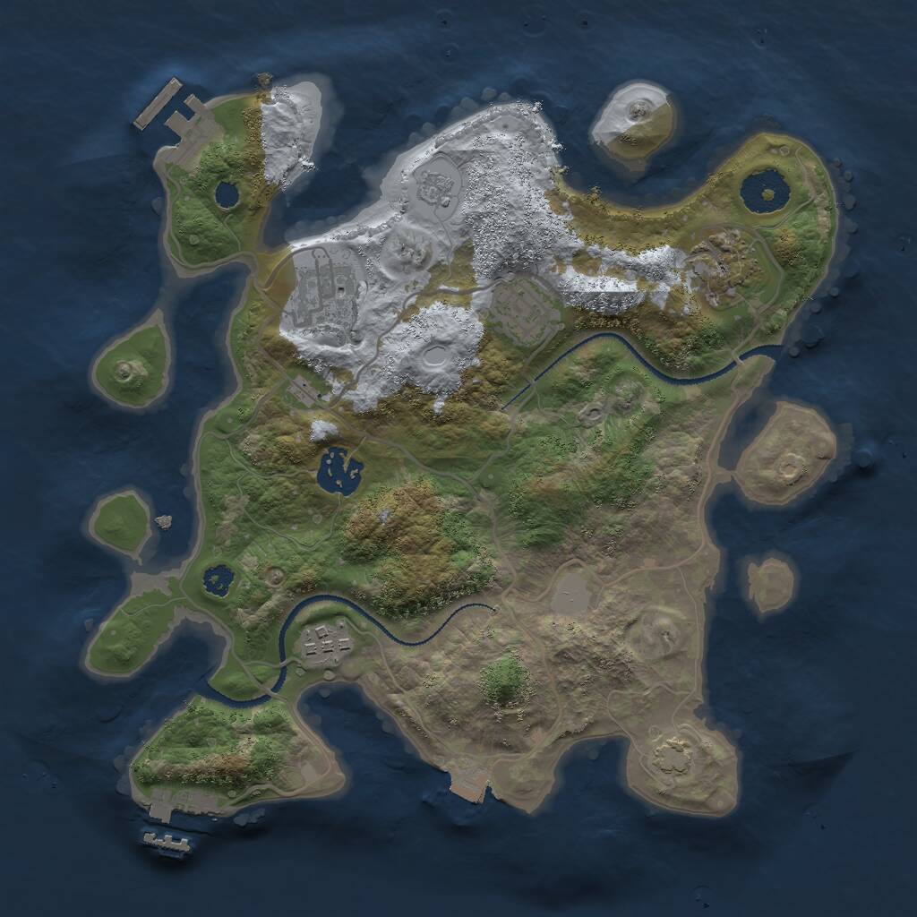 Rust Map: Procedural Map, Size: 3000, Seed: 30763, 10 Monuments