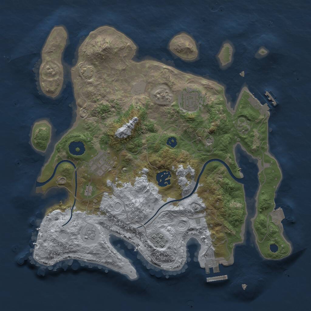 Rust Map: Procedural Map, Size: 3000, Seed: 2052035494, 10 Monuments