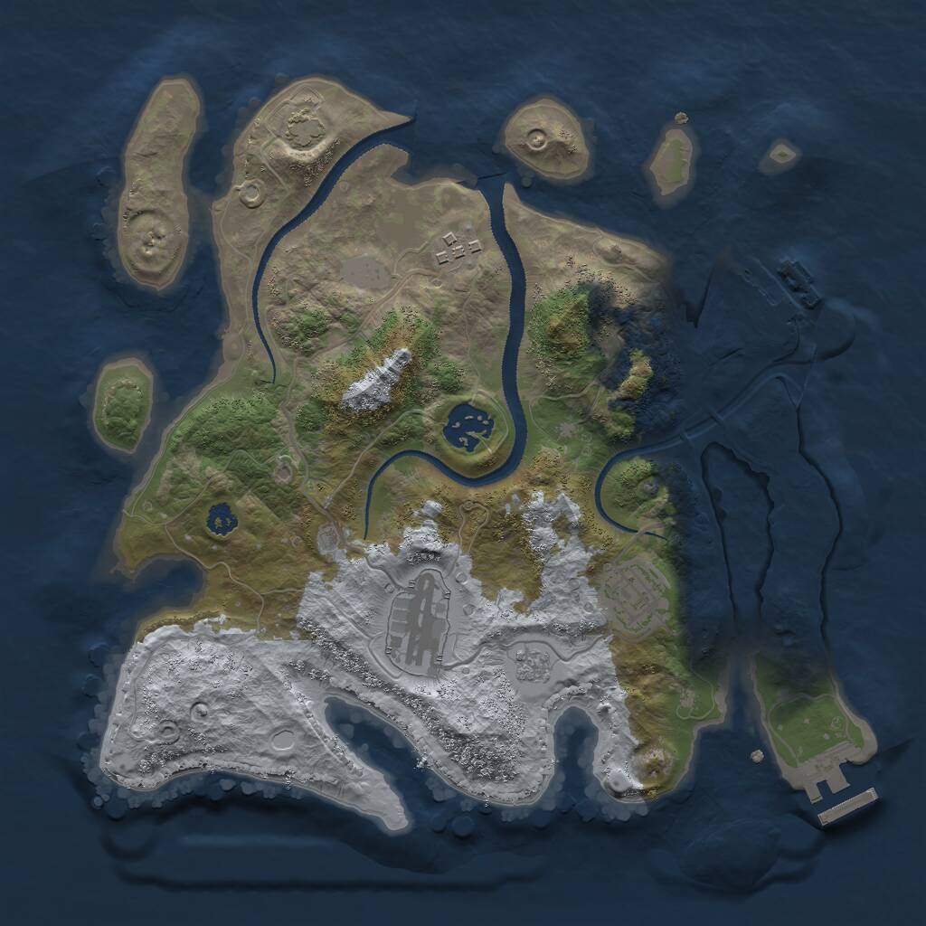 Rust Map: Procedural Map, Size: 3000, Seed: 2052035494, 9 Monuments