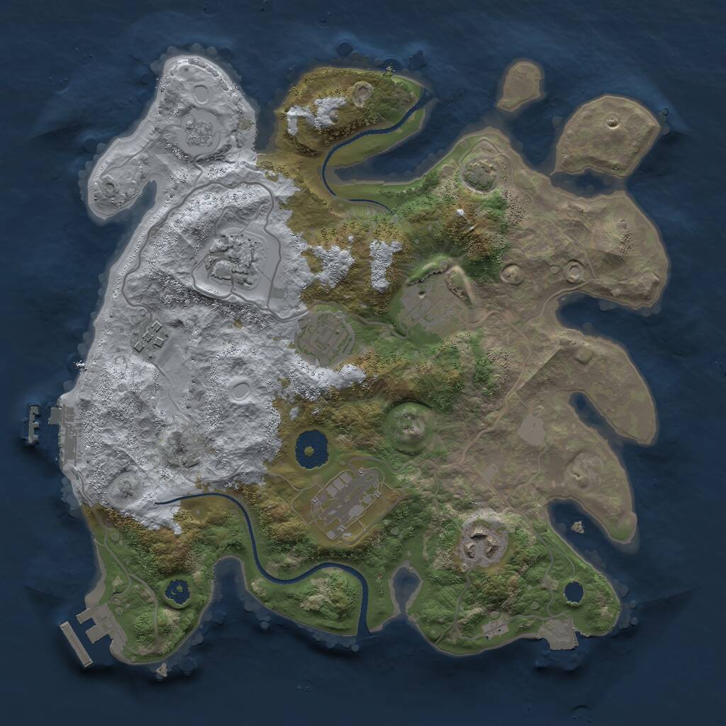 Rust Map: Procedural Map, Size: 3000, Seed: 1863408128, 11 Monuments