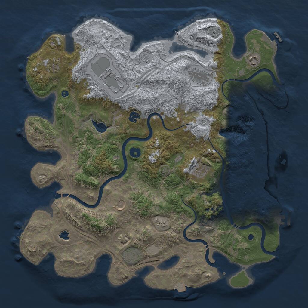 Rust Map: Procedural Map, Size: 4300, Seed: 1845550750, 15 Monuments