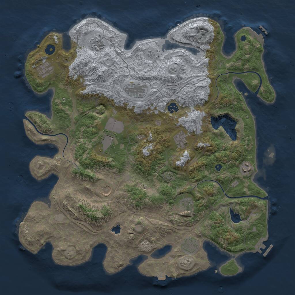 Rust Map: Procedural Map, Size: 4300, Seed: 1845550750, 17 Monuments