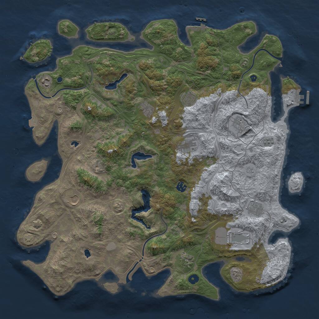Rust Map: Procedural Map, Size: 4800, Seed: 142805872, 17 Monuments