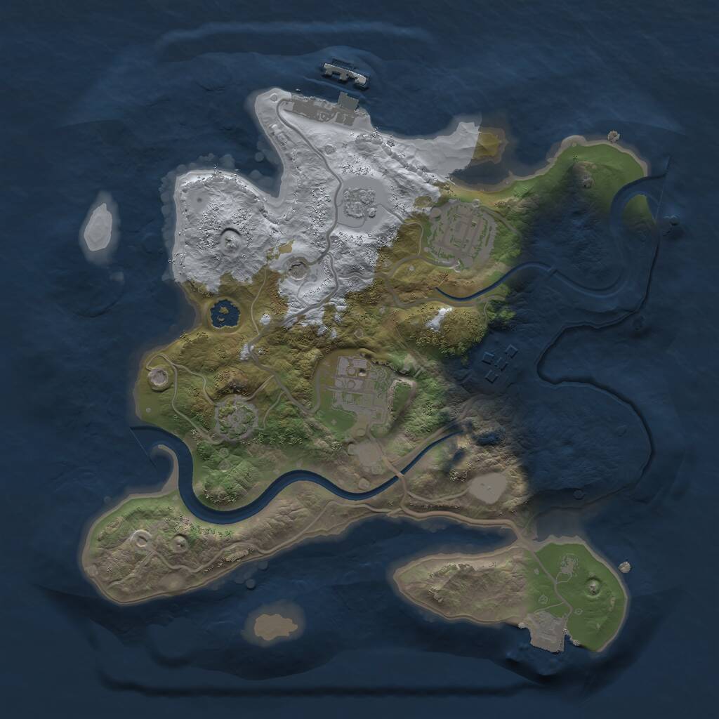Rust Map: Procedural Map, Size: 2500, Seed: 1241883307, 8 Monuments