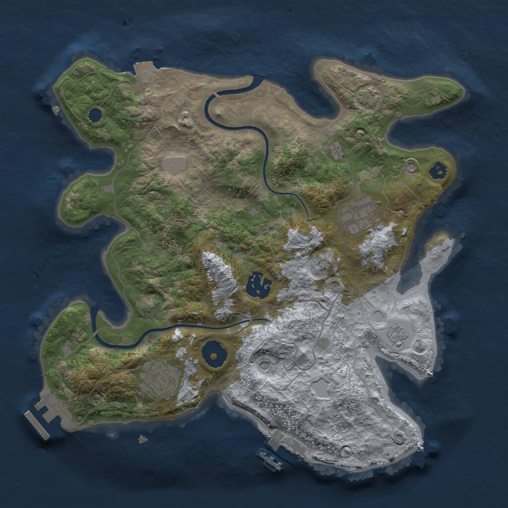 Rust Map: Procedural Map, Size: 3000, Seed: 22394, 9 Monuments