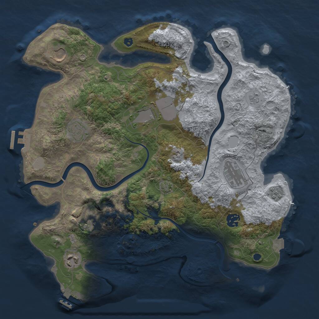 Rust Map: Procedural Map, Size: 3500, Seed: 493051920, 14 Monuments