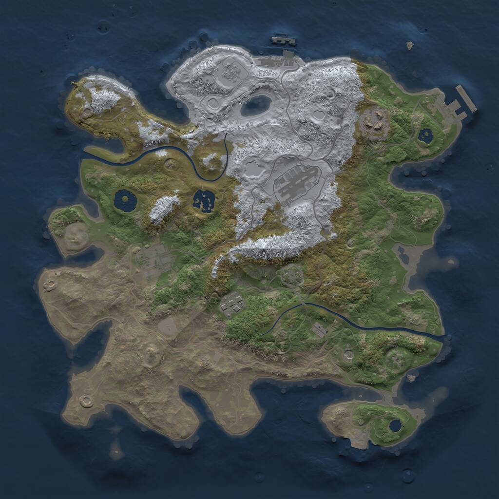 Rust Map: Procedural Map, Size: 3300, Seed: 307578554, 11 Monuments